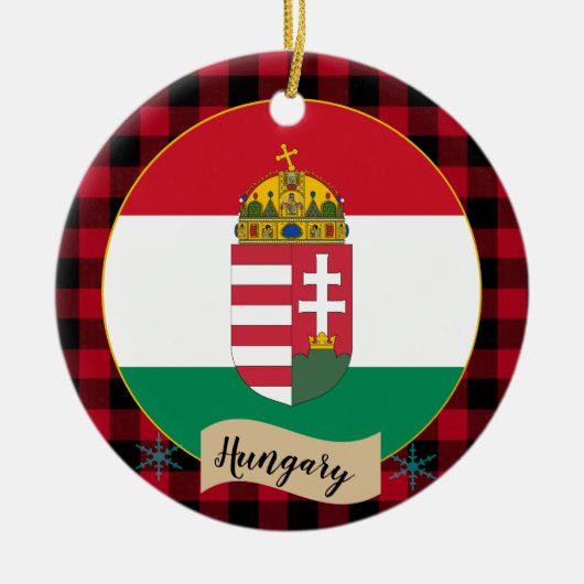 Hongarije, rode buffels en Hongaarse vlag Keramisch Ornament (Voorkant)