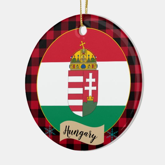 Hongarije, rode buffels en Hongaarse vlag Keramisch Ornament (Links)