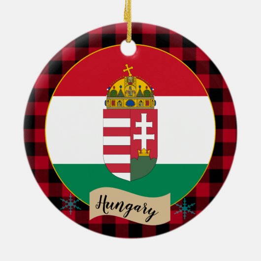 Hongarije, rode buffels en Hongaarse vlag Keramisch Ornament (Achterkant)