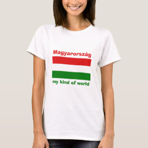 Hongarije Vlag + Kaart + Tekst T-shirt