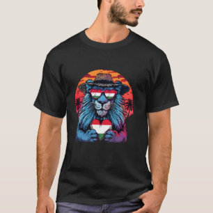 Hongarije Vlag Leeuw Zonsondergang Hart Zonnebril T-shirt