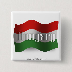Hongarije Waving Flag Vierkante Button 5,1 Cm