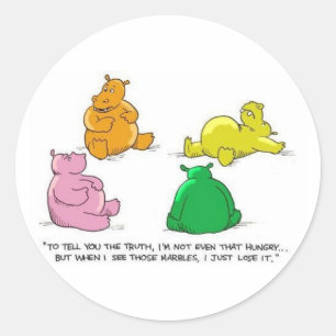 Honger Hippos. -Sticker Ronde Sticker