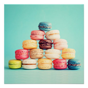 Honger, Macaron, hipster, multicolor, snoepkoekjes Perfect Poster