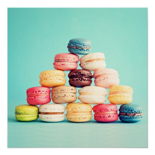 Honger, Macaron, hipster, multicolor, snoepkoekjes Perfect Poster (Voorkant)