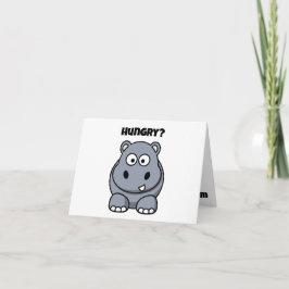Hongerig Hippo Grappig Kinder Hippopotamus Cartoon Kaart