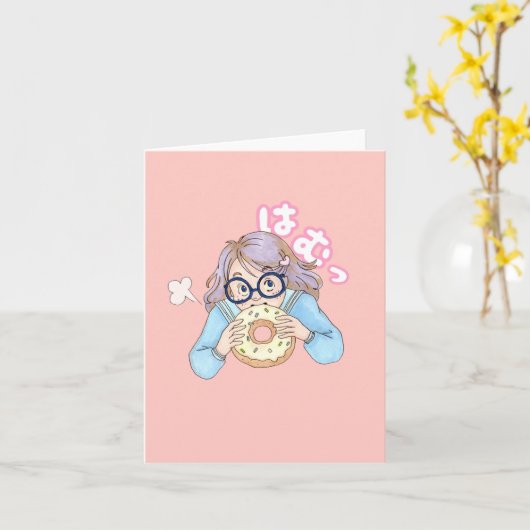 hongerig meisje kaart (Gele Bloem)