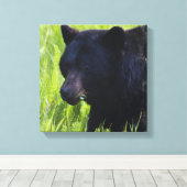 Hongerig zwart Beer canvas Print (Insitu (Houten vloer))