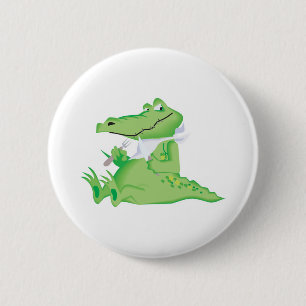 hongerige alligator ronde button 5,7 cm
