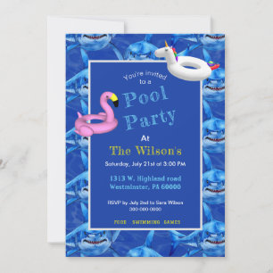 Hongerige Haaien Pool Feest Kaart