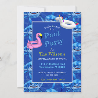 Hongerige Haaien Pool Feest Kaart