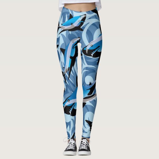 Hongerige haaien zwemmen leggings (Voorkant)