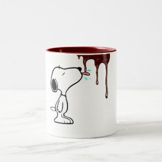 "Hongerige Hond & Druppende Chocolade Fun Mok" Tweekleurige Koffiemok
