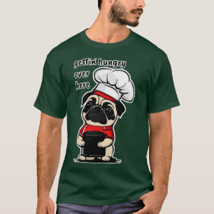 Hongerige Pug met voedsel kom T-shirt