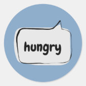 hongerige spraakbubbel ronde sticker (Voorkant)