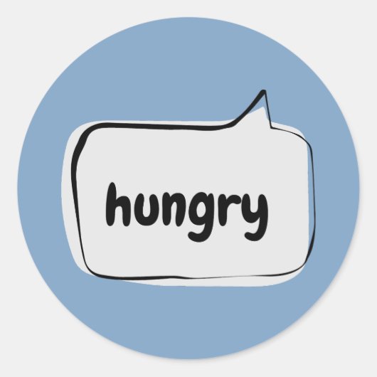 hongerige spraakbubbel ronde sticker (Voorkant)
