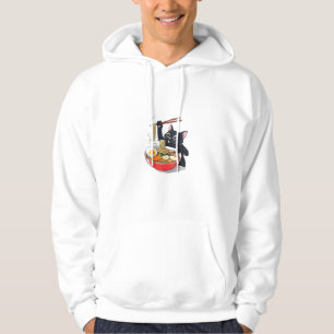 Hongerige zwarte kat met Ramen Hoodie