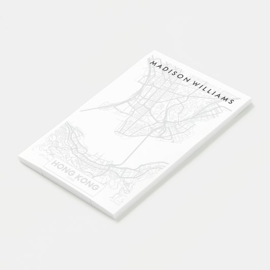 Hongkong, China | Zwarte en witte hoofdkaart Post-it® Notes (Schuin)