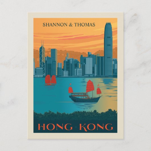 Hongkong | Datum opslaan Uitnodiging Briefkaart (Voorkant)