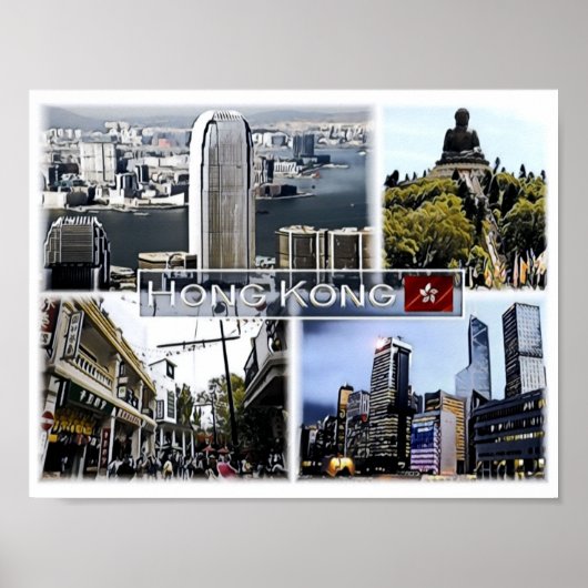 Hongkong - Mozaïek - Poster (Voorkant)