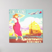 Hongkong - Northwest Airlines Canvas Afdruk (Voorkant)