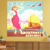  Hongkong - Northwest Airlines Canvas Afdruk (Insitu (Woonkamer))