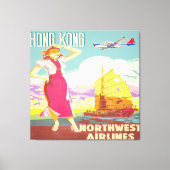  Hongkong - Northwest Airlines Canvas Afdruk (Voorkant)