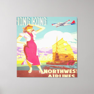  Hongkong - Northwest Airlines Canvas Afdruk