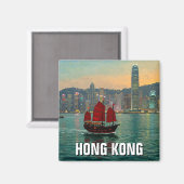 Hongkong Victoria Harbour Reizen Magneet (Voorkant / Achterkant)