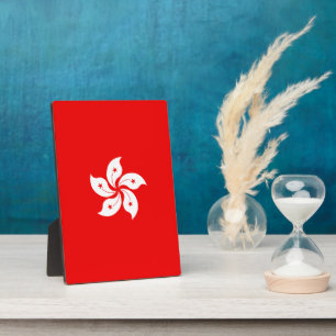 Hongkong Vlag Witte Orchidee Symbool Fotoplaat