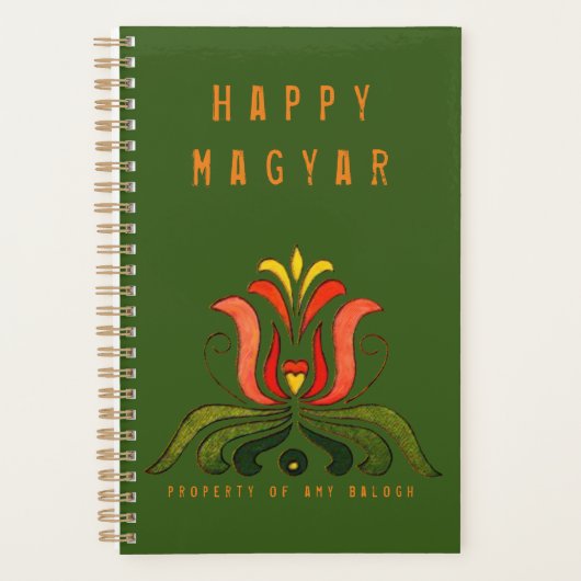 Hongrois Art folklorique Orange Tulip Planner (Devant)