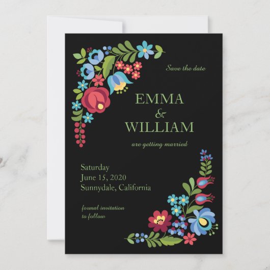 Hongrois Rose Mariage plat Enregistrer la carte de (Devant)