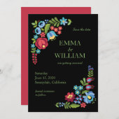 Hongrois Rose Mariage plat Enregistrer la carte de (Devant / Derrière)