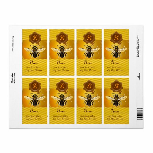 HONIEBE, BEEKEEPER, ZEEMONOGRAM IN BROEIWAX ETIKET (Full Sheet)