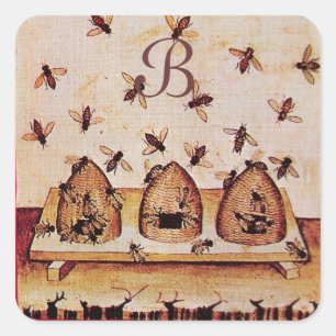 HONIJN, BEEKEEPER BEEKEEPER BIEDT MONOGRAM VIERKANTE STICKER
