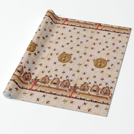 HONIJNBEDRAG, BEEKEEPING-BEEKEEPER-VOORZIENINGEN CADEAUPAPIER (Uitgerold)