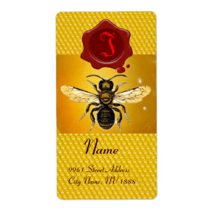 HONIJNBEE, BEEKEEPER, RODE WAXZEEMONOGRAM ETIKET
