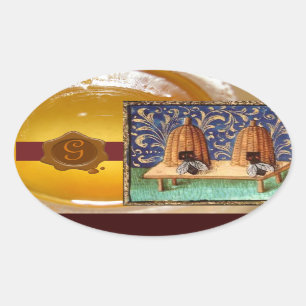 HONIJNBEE, BROWN WAX SEAL MONOGRAM OVALE STICKER