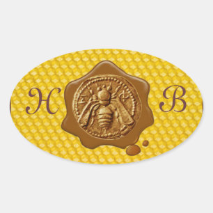 HONIJNBEE, BROWN WAX SEAL MONOGRAM OVALE STICKER