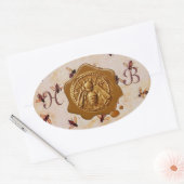 HONIJNBEE, BROWN WAX SEAL MONOGRAM OVALE STICKER (Envelop)