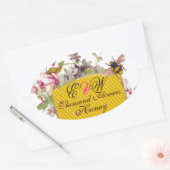 HONIJNBEE, PINK CYCLAMEN FLOWERS BEEKEEPER MONOGRA OVALE STICKER (Envelop)