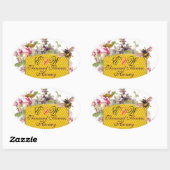 HONIJNBEE, PINK CYCLAMEN FLOWERS BEEKEEPER MONOGRA OVALE STICKER (Vel)