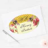 HONIJNEN EN RODE POPPIËNTEN BEEKEEPER MONOGRAM OVALE STICKER (Envelop)
