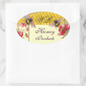 HONIJNEN EN RODE POPPIËNTEN BEEKEEPER MONOGRAM OVALE STICKER (Tas)
