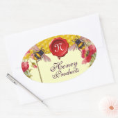 HONIJNEN, POPPIËN, RODE WAXSEAL BEEKEEPER MONOGRAM OVALE STICKER (Envelop)