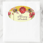 HONIJNEN, POPPIËN, RODE WAXSEAL BEEKEEPER MONOGRAM OVALE STICKER (Tas)
