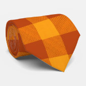 Honing Amber Buffalo Check Stropdas (Opgerold)