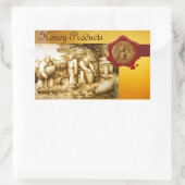 HONING BEE, BEEKEEPER RODE WAX SEAL RECHTHOEKIGE STICKER (Tas)