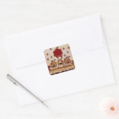 HONING BEE, RODE WAX SEAL MONOGRAM VIERKANTE STICKER (Envelop)