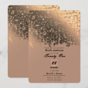 Honing Beige Champagne Gouden Glitter Licht Feest Kaart